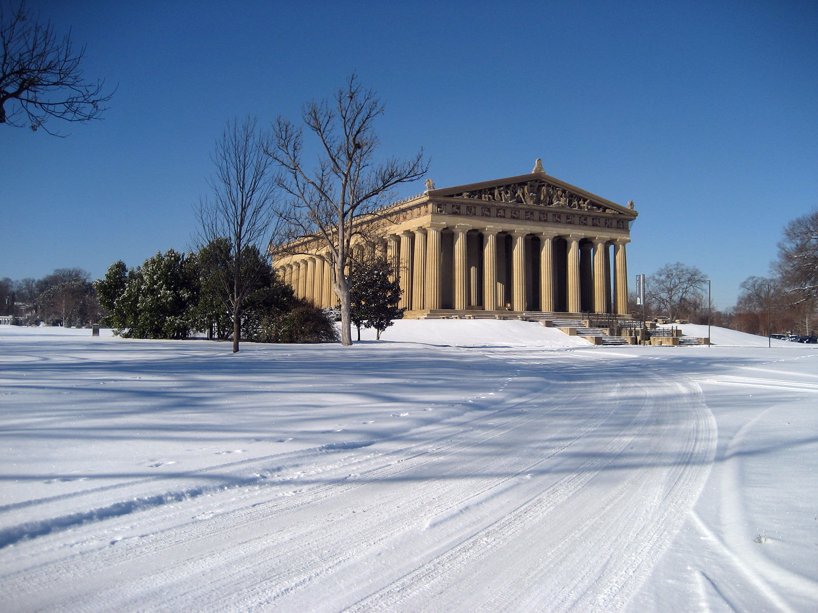 winter snow at the Parthenon winter snow at the Parthenon